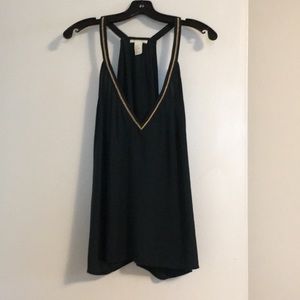H&M hunter green tank w/gold detail